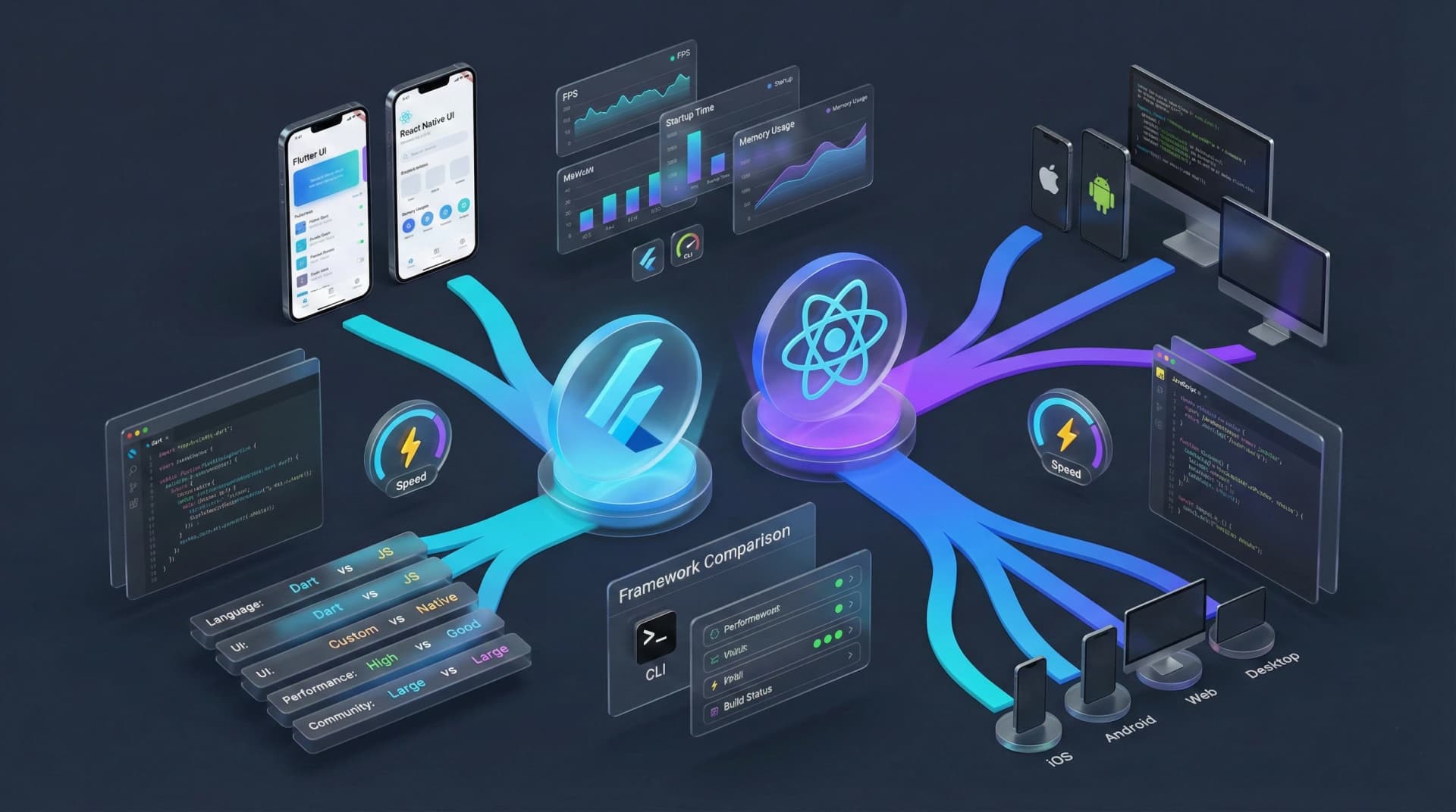 Flutter mı React Native mi? 2026 Teknik Seçim Rehberi blog görseli